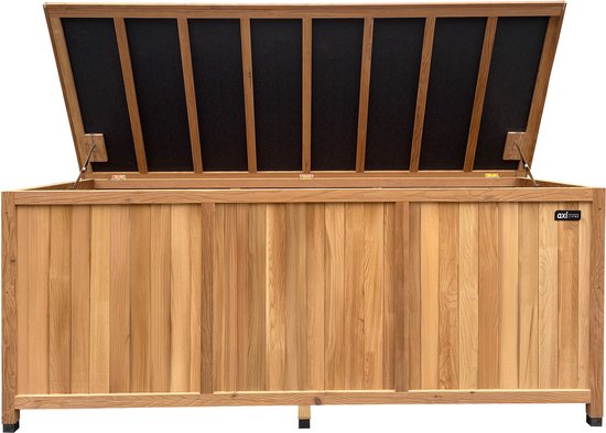 Coffre de rangement en bois AXI Milo L marron - Coffre à coussins avec fond - 800 litres - 200 x 80 x 80 cm – Bois de pruche carbonisé - Coffre de rangement de jardin