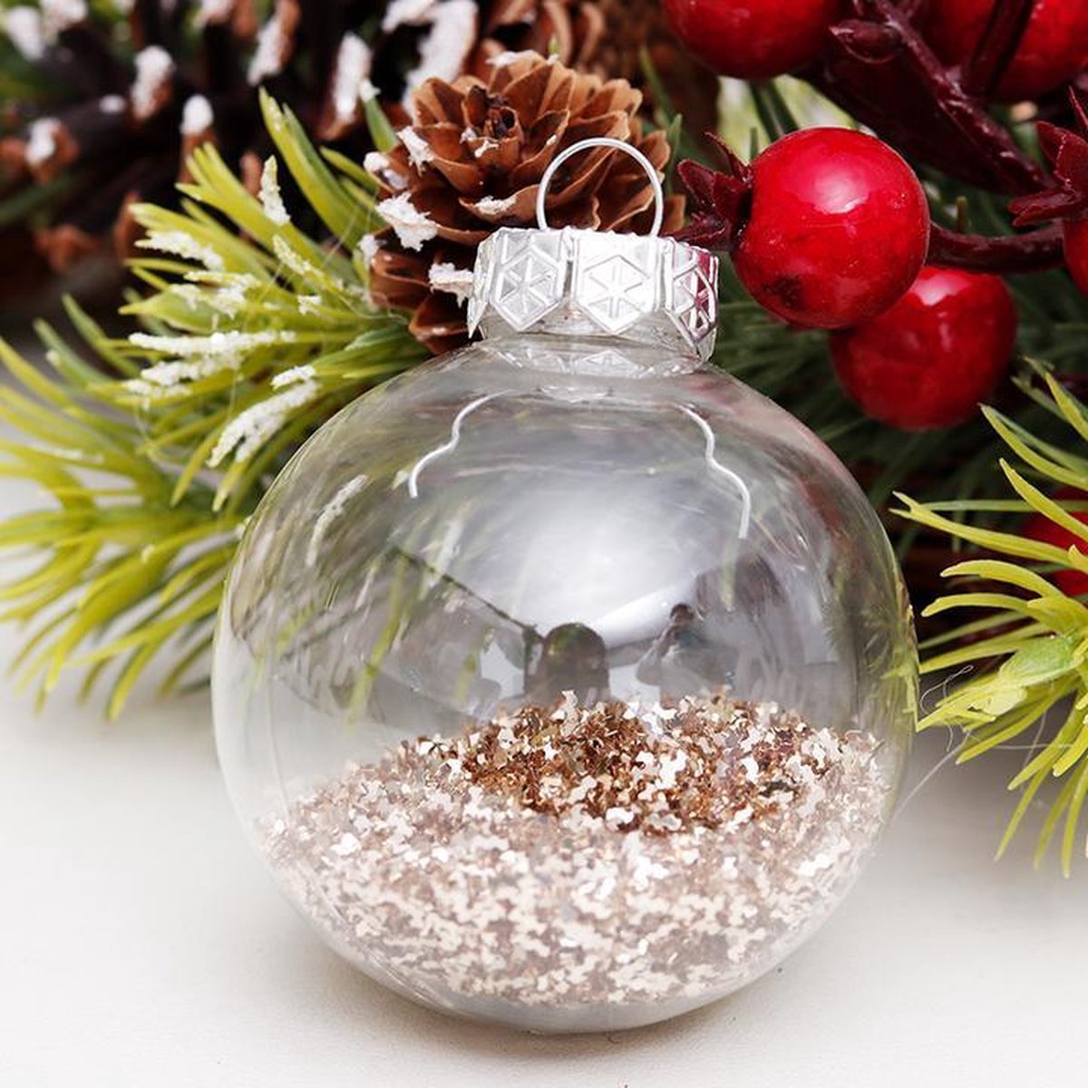Set de boules de Noël de luxe - 60 pièces - Ø 6 cm - Or et argent - Décoration de Noël de luxe