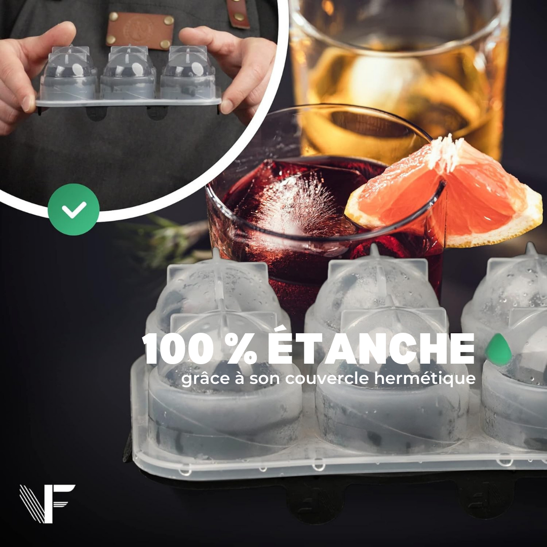 Moule à glaçons Neighbour's Friend - 6 glaçons ronds XL - Lavable au lave vaisselle - ø 4,5 cm - Noir