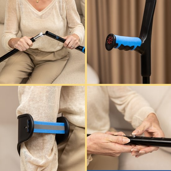 Béquilles de rééducation SafeLife - pliables et réglables en hauteur - béquilles de marche - béquilles de coude - 2 pièces