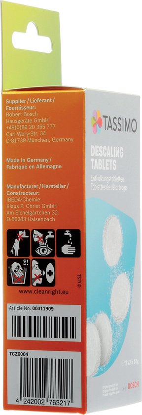 Bosch Tassimo TCZ6004 - Pastilles de détartrage