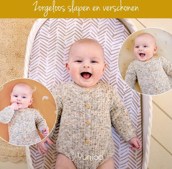 Yunioo® Drap berceau universel │ Drap-housse bébé pour landau, panier à langer et panier mosaïque │ Housse de matelas à langer │ Cadeau de maternité baby shower │ 3-pack │40x80 cm élastiqué