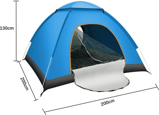 VDD - tente pop up - tente pop up 2 personnes - tente - tente pop up 3 personnes - tente pop up imperméable - 200x200x130 - 2 à 3 personnes - bleu