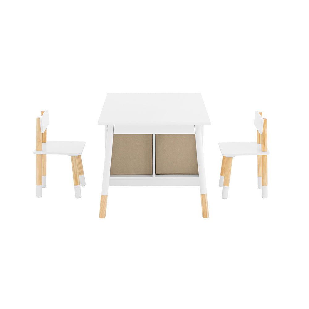 Ensemble de dessin et de jeu pour enfants avec table et 2 chaises - boîtes de rangement incluses - blanc - SoBuy KMB113-W