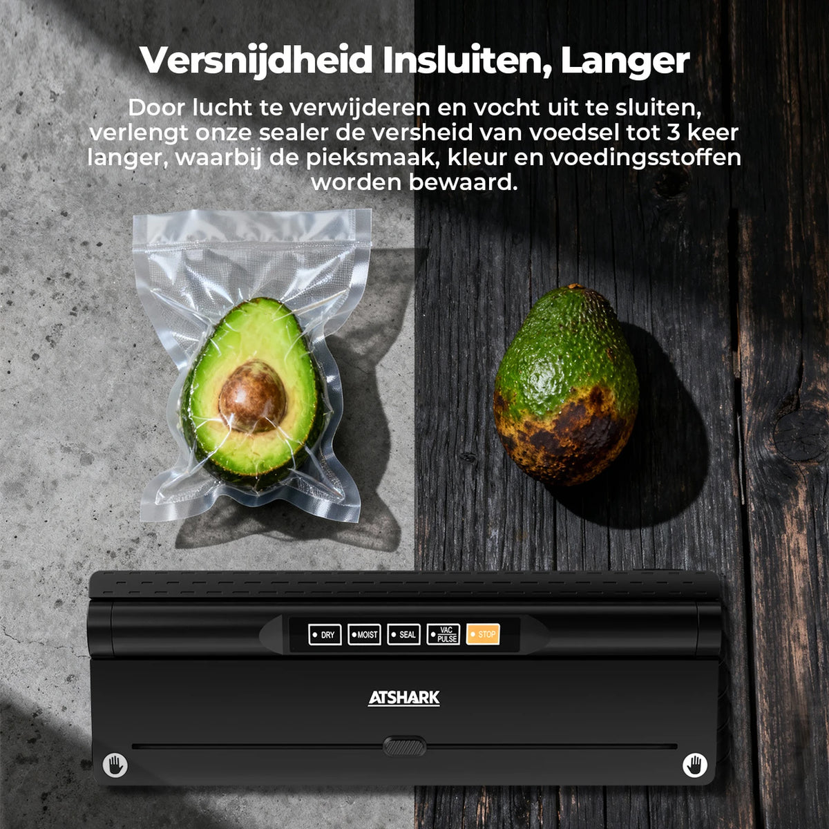 Machine à emballer sous vide Atshark VS6615H - 5-en-1 - 40 sachets sous vide - Compacte