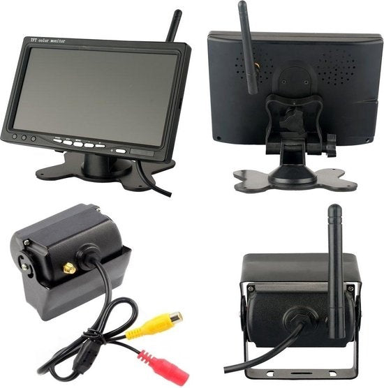 Ensemble de caméra de recul Strex sans fil - Écran 7" - Vision nocturne 18LED 15m - IP67 étanche - Convient pour tous types de véhicules - noir