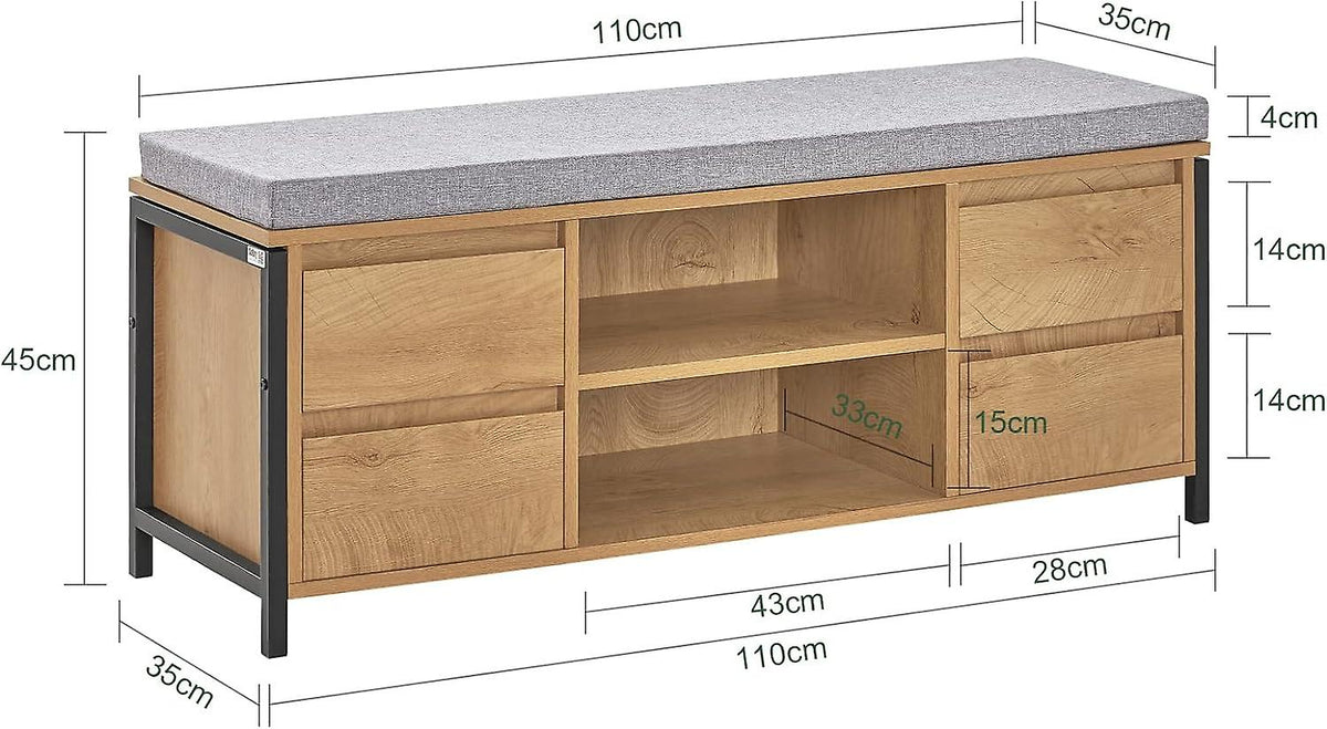 SoBuy Meuble à chaussures - FSR149-N - Panneau de particules et MDF - Max. 150kg. - 110x35x45cm - Marron