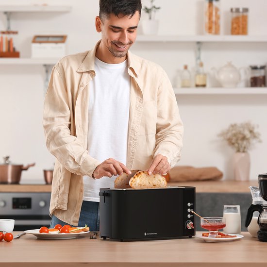 Grille-pain KitchenBrothers - 6 niveaux de chaleur - 2 fentes extra-longues - 1520W - Noir