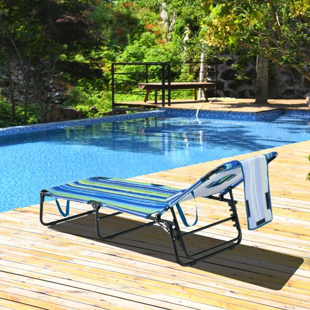 Bain de soleil Coast avec ouverture faciale - Bain de soleil pliable 194 x 63 x 92 cm - Bleu et vert
