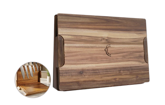 CookingTotem DuoBlock : bloc à couteaux et planche à découper 2-en-1 - Design compact - Couteaux exclusifs