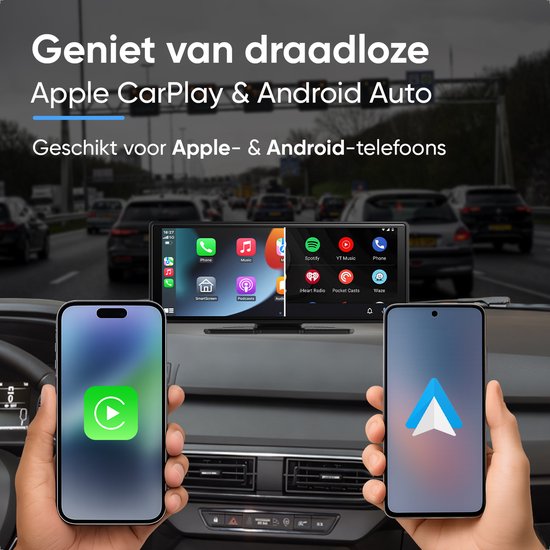 CarMe Écran CarPlay 10 pouces - Apple CarPlay et Android Auto (sans fil) - Écran tactile - Système de navigation automobile - Convient à Apple CarPlay et Android Auto - Écran Android Auto