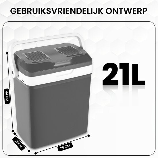 Outbee Coolbox - Coolbox électrique 12v 230 volt - Coolbox voiture - 21L - Convient aux bouteilles de 1,5 litre - Gris