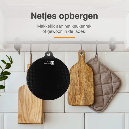 KitchenLove Induction Protector - Mat Round - 4 Pieces 3 Sizes - Pan Protector Mat - Heat Resistant up to 240°C - Black