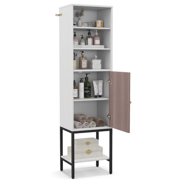 Armoire Coast - Bois & MDF - Système anti-basculement - 38 x 30 x 146 cm - Blanc