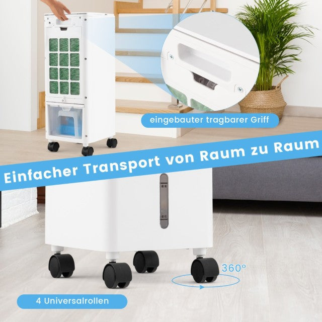 Climatiseur 3-en-1 Coast avec ventilateur et humidificateur - Réservoir d'eau de 2,8 L - Silencieux (44 dB) - 59 x 22 x 25,5 cm - Gris
