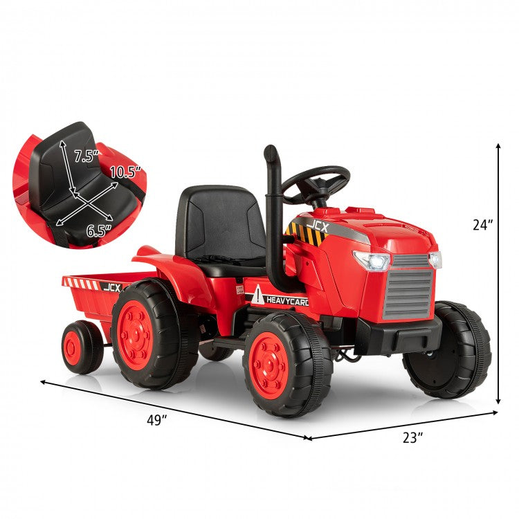Coast Tractor - PP & Metal - 12V - 3.5 Km/h - 125 cm x 58 cm x 60 cm - Rouge