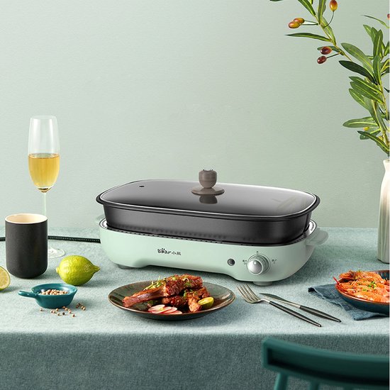 Barbecue électrique et fondue 2-en-1 Bear – 4 L – 1 200-1 400 W – Température réglable à volonté (0–230 °C) – Plaque de cuisson et casserole amovibles