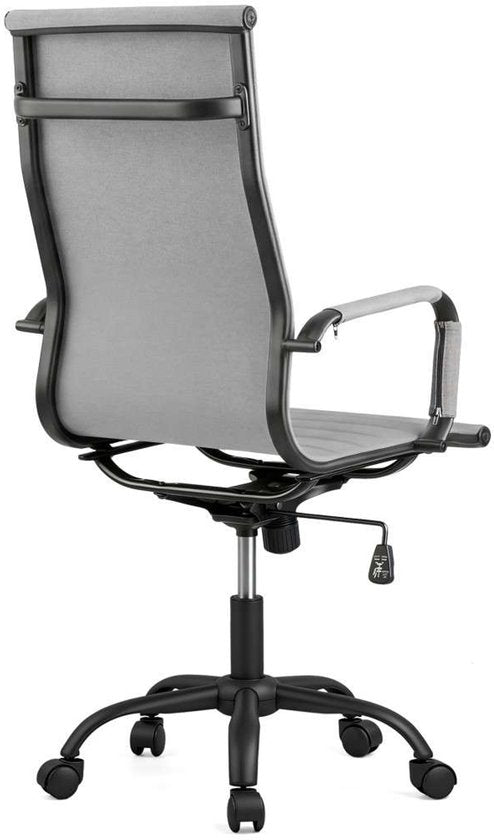 Feel Furniture - Fauteuil de bureau de luxe - Dossier haut - Gris clair avec structure noire mate