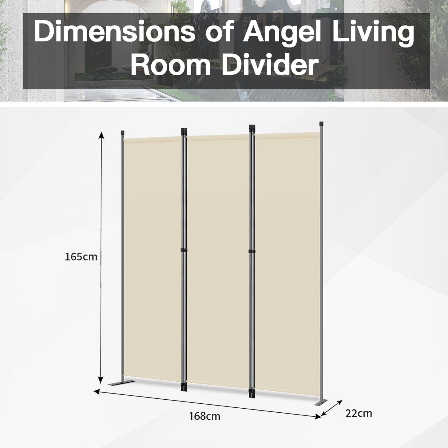 Angel Living Paravent - 3 Panneaux - 168 x 165 cm - Beige