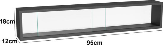 Vitrine murale suspendue debout - portes coulissantes - 95 x 18 x 12 cm