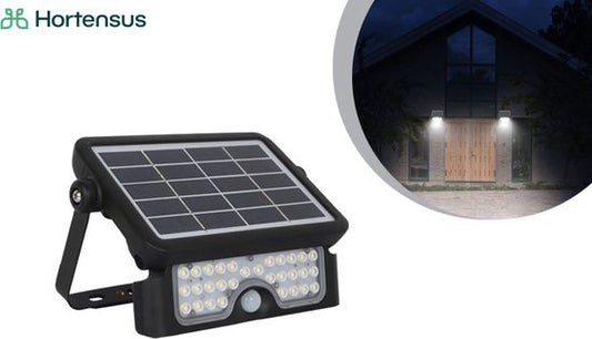 Hortensus Noir Projecteur solaire avec détecteur de mouvement - 5W - 3x16x22cm