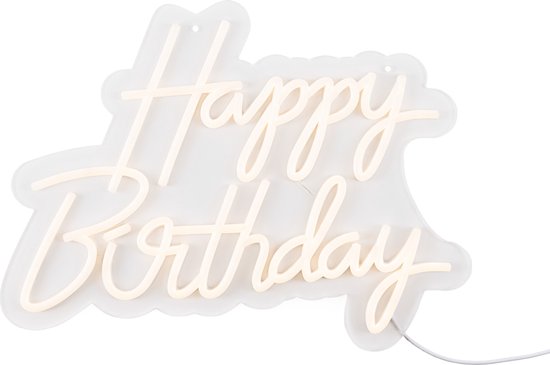 Partizzle Panneau Néon Joyeux Anniversaire - Lumières LED 41x31 cm - Dimmable & Suspendable - Connexion USB - Décoration festive d'anniversaire