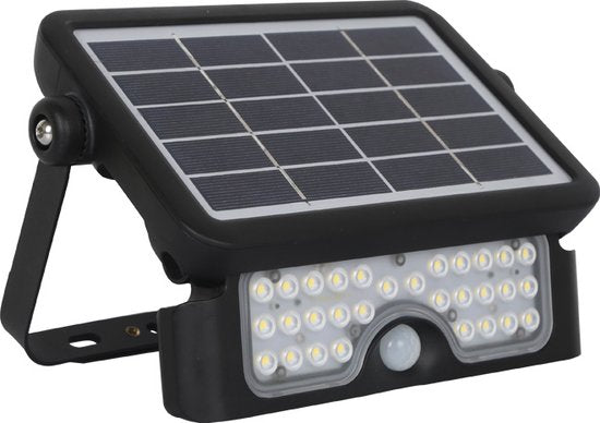 Hortensus Noir Projecteur solaire avec détecteur de mouvement - 5W - 3x16x22cm
