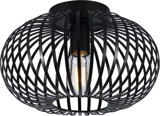 SensaHome 78174BK, plafonnier noir - plafonnier industriel en métal - design rétro en forme de cage métallique - 30 x 30 x 17 cm - 1x E27 40 W - ampoule non comprise**