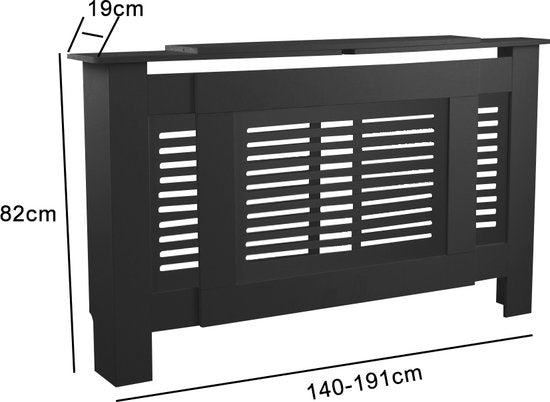 Caisson de radiateur - Caisson de chauffage - Large variable - 140 à 190 cm - Noir