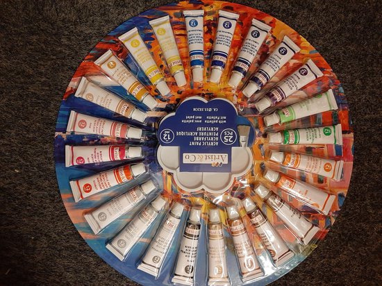 Artist & Co Acrylic Painting Paletteb - 25 Couleurs - à base d'eau - Multicolore
