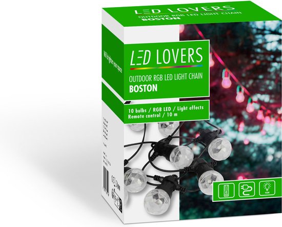 LED Lovers - Guirlande lumineuse Boston - 10 lumières - 10 mètres