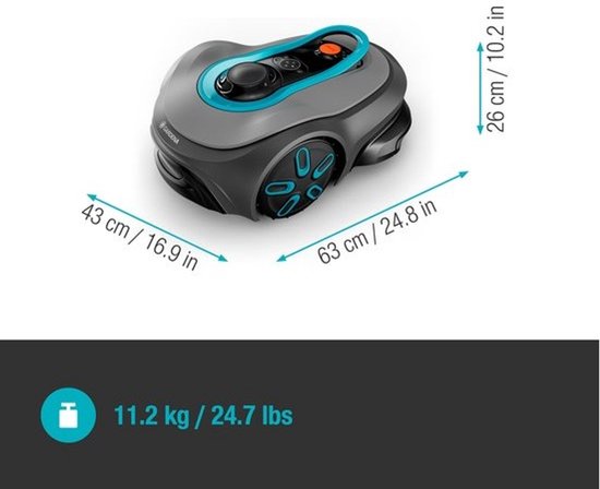 Tondeuse robot Gardena Smart Sileno Free 1000 – jusqu'à 1 000 m² – 63 x 43 x 26 cm
