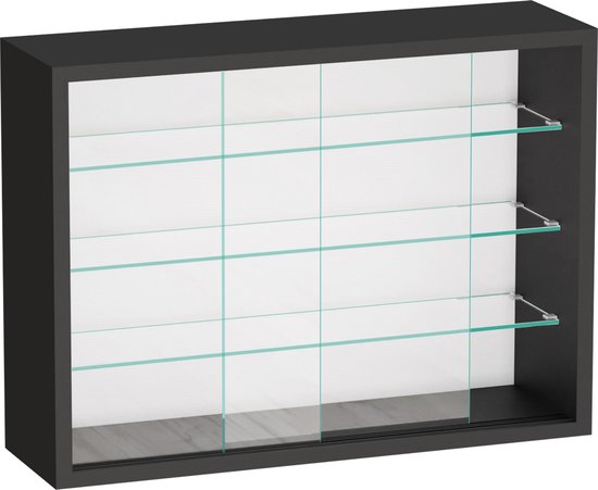 VVD Vitrine d'exposition murale suspendue debout - portes coulissantes - 50 x 40 x 13 cm