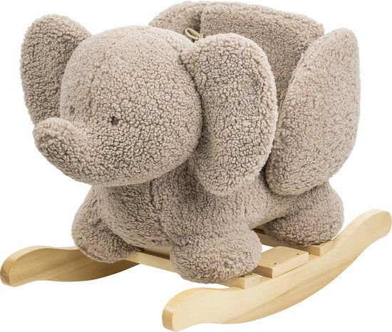 Nattou Teddy Elephant Rocking Horse - Animal à bascule avec siège souple 59 x 45 cm - Taupe