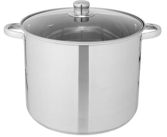 Infinity Goods Faitout - Couvercle en verre - 16.5L - 30 CM - Induction Gaz Céramique - Lavable au lave-vaisselle - acier inoxydable