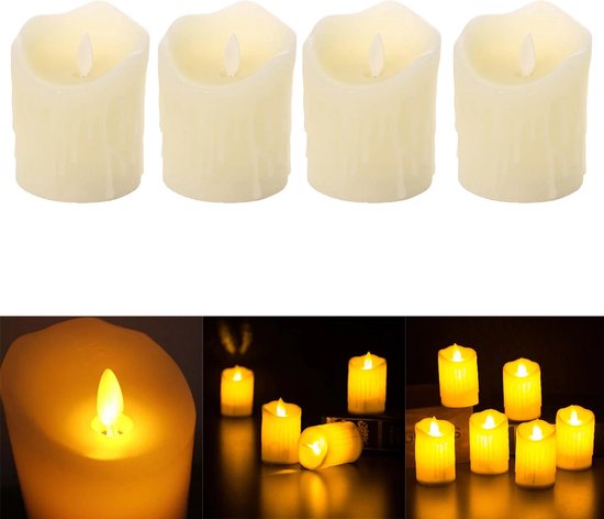 Bougies LED 5 x 7 cm - lot de 4 - avec minuterie - blanches