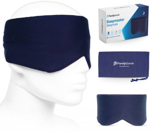 PurelyGoods® Masque de sommeil - Masque oculaire - occultant - hommes et femmes - coton - bleu foncé