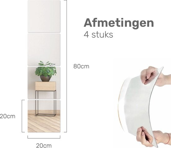 Luft Miroir adhésif 4 pièces - Autocollant - 20x20 CM