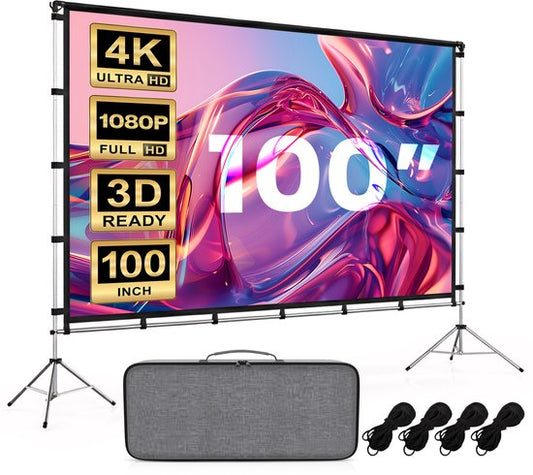 Écran de projection Lumina® 100 pouces – Écran de projection avec trépied – Indéformable – Pliable – Avec sac de transport – Pour l'intérieur et l'extérieur