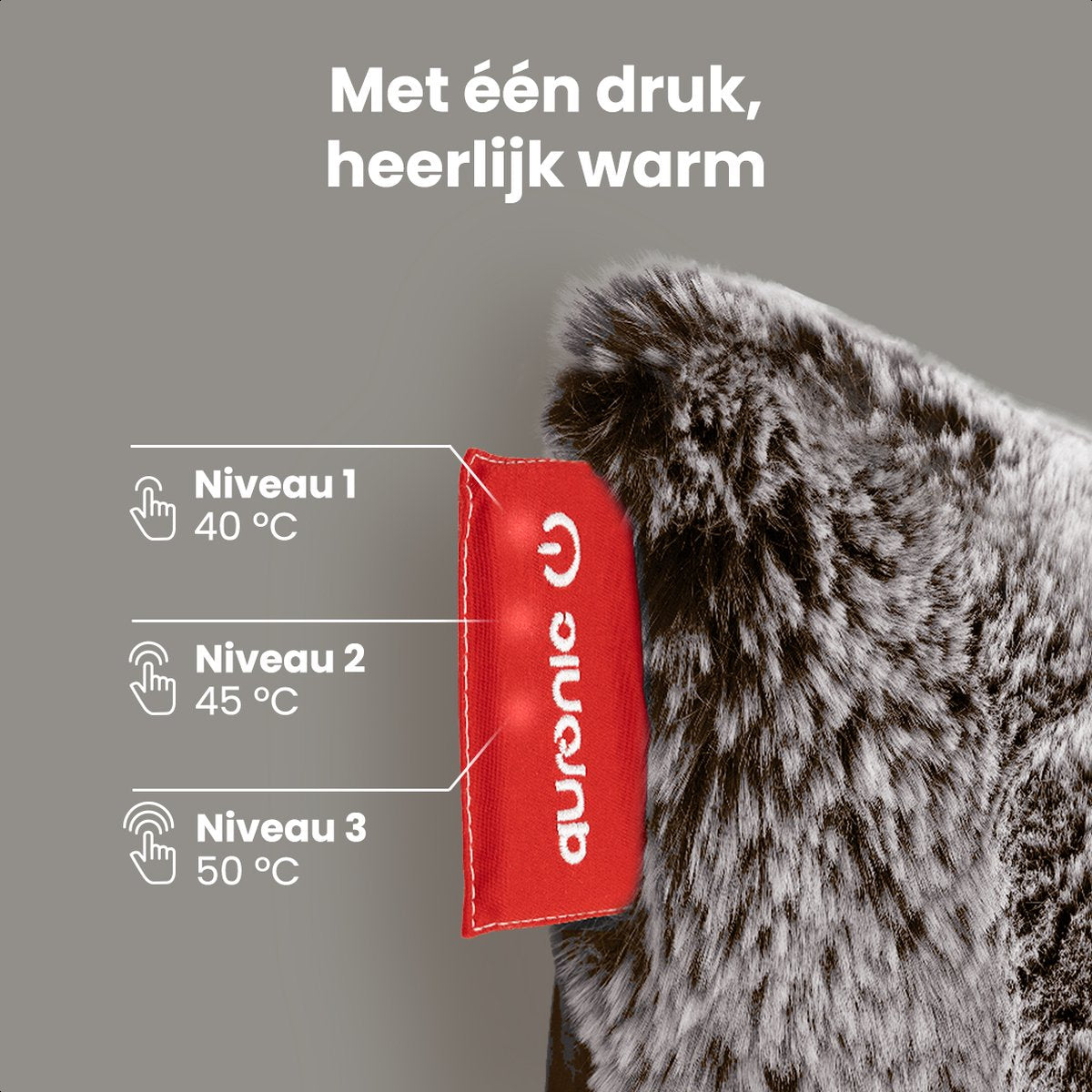 Oreiller chauffant Auronic - Teddy - 45x45 - Rechargeable - Oreiller électrique - Infrarouge - Gris