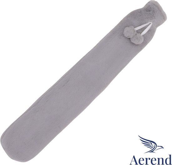 Aerend Heat Pillow - Pichet extra-long avec manchon - Pichet d'eau chaude avec housse en polaire - 2,5 litres - Soulage les douleurs au cou, aux épaules et à l'abdomen - Beige