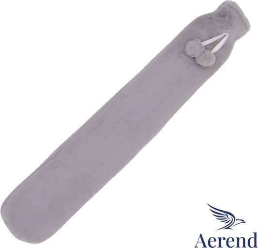Aerend Heat Pillow - Pichet extra-long avec manchon - Pichet d'eau chaude avec housse en polaire - 2,5 litres - Soulage les douleurs au cou, aux épaules et à l'abdomen - Beige