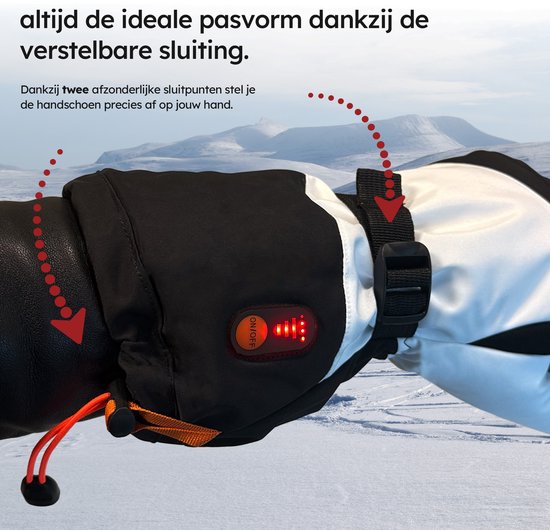 Gants chauffants Saaf blancs - 3 niveaux de chaleur - 68°C - 2 batteries de 2700mAh incluses - Taille S