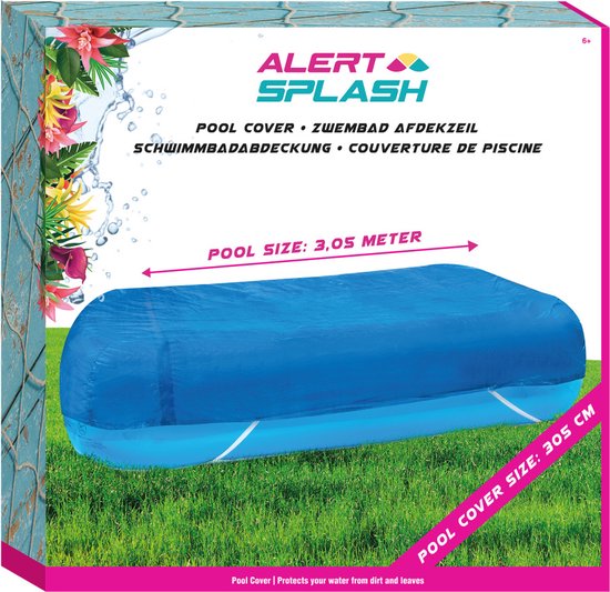 Couverture de piscine - Alert Splash - Couverture de piscine 2,62 m - Convient aux piscines rondes - Couverture de piscine résistante aux intempéries avec cordons de fixation