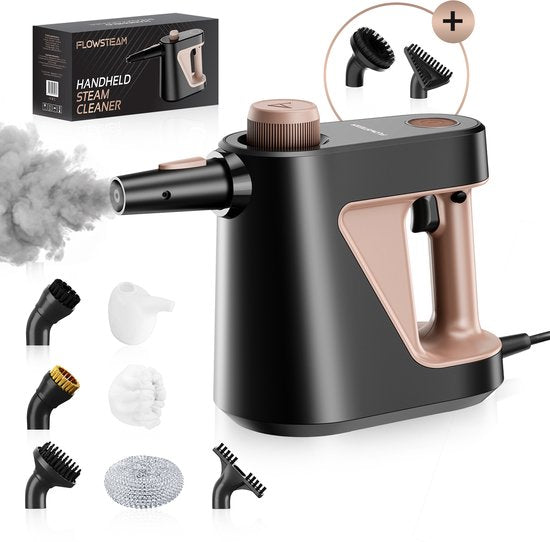 FLOWSTEAM® 9-in-1 Nettoyeur à vapeur portatif - Puissant nettoyeur à vapeur et nettoyeur de taches - 4 bars et vapeur à 110°C - Pour la salle de bain, la cuisine, le canapé et les meubles**.