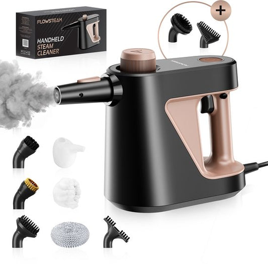 FLOWSTEAM® 9-in-1 Nettoyeur à vapeur portatif - Puissant nettoyeur à vapeur et nettoyeur de taches - 4 bars et vapeur à 110°C - Pour la salle de bain, la cuisine, le canapé et les meubles**.