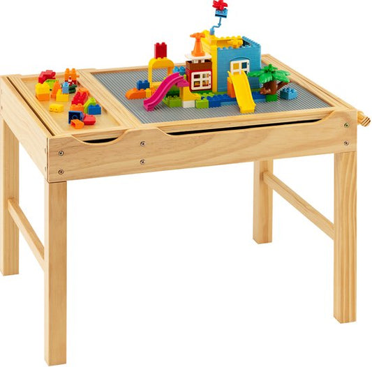 Table enfant 2-en-1 Coast Plateau réversible - 86,5 x 60 x 57 cm - Nature/Blanc - Table de jeu avec rangement et rouleau de papier