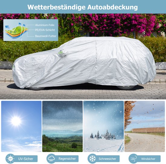 Coast Car Cover Silver - Housse de voiture 3 couches résistante aux intempéries avec fermeture éclair - 431 x 160 x 115 cm