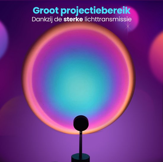 Mobstore Sunset Projector - 16 Colour LED - Rotation 360° - Ø7 x 27 cm - Télécommande incluse - Noir