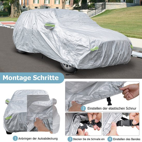 Coast Car Cover Silver - Housse de voiture 3 couches résistante aux intempéries avec fermeture éclair - 431 x 160 x 115 cm